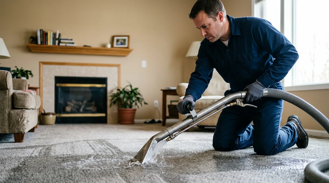 Water damage restoration technician working near Clarence, NY